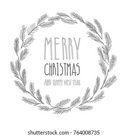 Merry Christmas and Happy New Year vector text Calligraphic Lettering design card template. Creative typography for Holiday Greeting Gift Poster. 