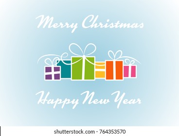 Merry Christmas and Happy New Year Vector Greeting Card