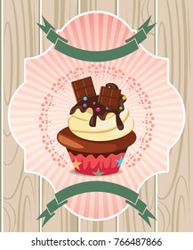 Merry Christmas and Happy New Year with cute cup cake , illustration vector design