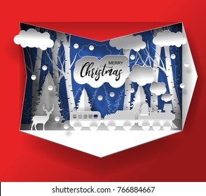 Merry Christmas And Happy New Year 2021 Vector Design. Paper Art And Craft Style. 