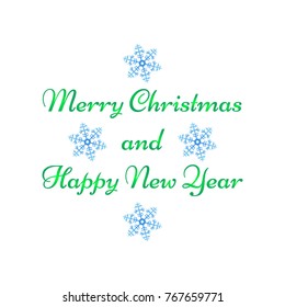 Merry Christmas, Happy New Year greeting card on white background. Vector illustration