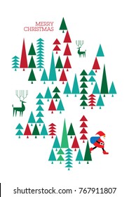 Merry Christmas and Happy New Year Geometric Abstract Shapes Art. Minimalistic Xmas Holiday Background for Greetings and Invitation Card, Poster, Banner, Calendar, Social Media and Cover  
