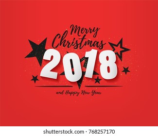 merry christmas happy new year 2018 vector design