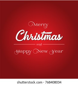 Merry Christmas and Happy New Year. White text. Red background