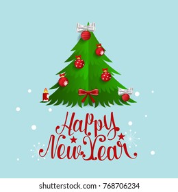Merry Christmas and Happy new year Greeting Card, vector illustration.