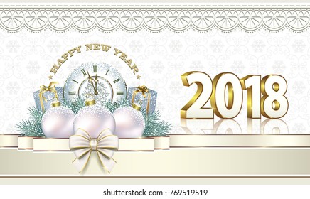 Merry Christmas and Happy New Year 2018. Vector illustration