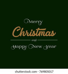 Merry Christmas and Happy New Year dark green background