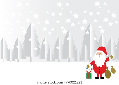 Merry Christmas and Happy New Year. Illustration of Santa Claus on the gray background 