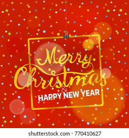 Merry Christmas and Happy New Year. Party announcement vector illustration