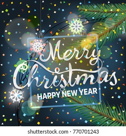 Merry Christmas and Happy New Year. Party announcement vector illustration