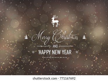 Merry Christmas and Happy New Year. Holiday Vector Illustration. Shiny Lettering Composition With  Sparkles