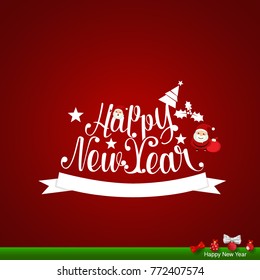 Merry Christmas and Happy new year Greeting Card, vector illustration.