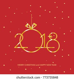 Merry Christmas and Happy New Year 2018 vector illustration. Usable for holiday banners, greeting cards, gifts etc.