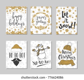 Merry Christmas and Happy New Year design cards. Vector illustration.