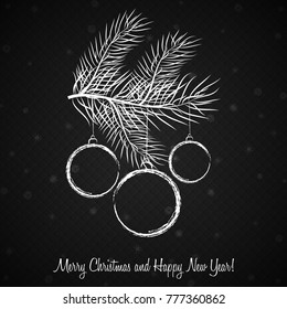 Merry christmas and a happy new year. Postcard or invitation in the old style.