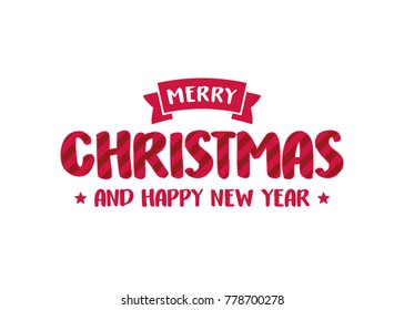 Merry Christmas and Happy New Year Greeting Card Vector Text Background