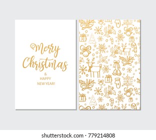 Merry Christmas and Happy New Year. Hand drawn. Vector illustration.