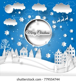 Merry Christmas And Happy New Year 2021 Vector Design. Paper Art And Craft Style.	