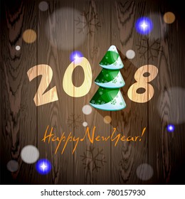 Merry Christmas and Happy New Year 2018 greeting card