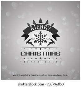 Merry Christmas. Happy New Year. Christmas Poster including Creative Typography on Grey Background