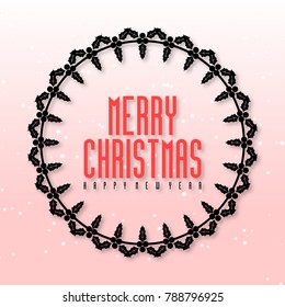 Merry Christmas. Happy New Year. Christmas Poster including Simple Typography on Pink Background