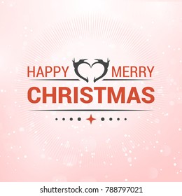 Merry Christmas. Happy New Year. Christmas Poster including Creative Typography on Light Pink Background