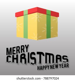 Merry Christmas. Happy New Year. Christmas Poster including Creative Typography and Gift box