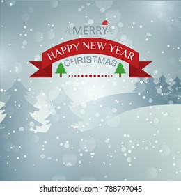 Merry Christmas. Happy New Year. Christmas Poster including Stylish Typography. Snow, Cliffs and X-mas on Grey Background