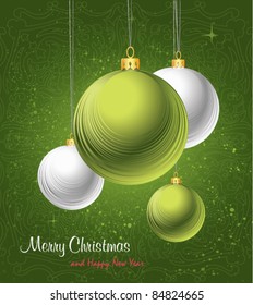 Merry Christmas and Happy New Year Background with balls