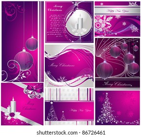 Merry Christmas and Happy New Year collection silver and violet