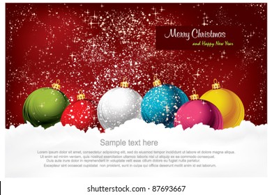 Merry Christmas and Happy New Year Background with balls