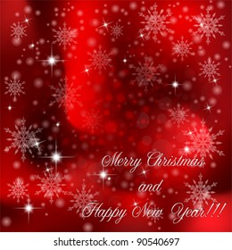  Merry Christmas and Happy New Year greeting card background  with snowflakes, vector