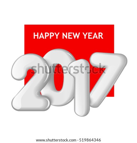 Merry Christmas and Happy New Year 2017 background, vector illustration. Bright and colorful greeting card, poster, banner, invitation design with numbers as balloons