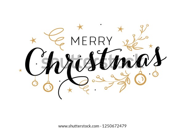 Merry Christmas Happy New Year Lettering Stock Vector (Royalty Free ...