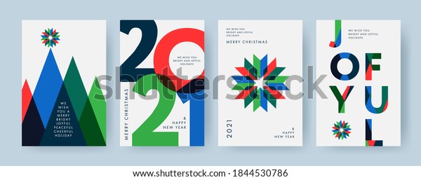 Merry Christmas and Happy New Year Set of
backgrounds, greeting cards, posters, holiday covers. Design
templates with typography, season wishes in modern minimalist style
for web, social media,
print