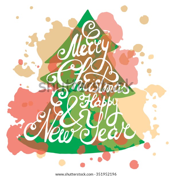 Merry Christmas Happy New Year Greeting Stock Vector (Royalty Free) 351952196