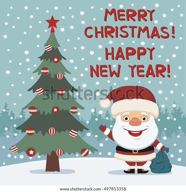 Merry Christmas Happy New Year Funny Stock Vector (Royalty Free) 497853358