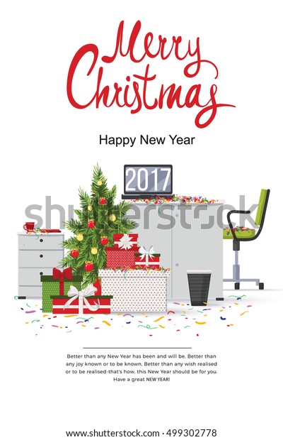 Merry Christmas Happy New Year 2017 Stock Vector Royalty