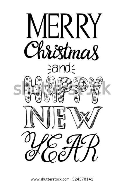 Merry Christmas Happy New Year Greeting Stock Vector (Royalty Free ...