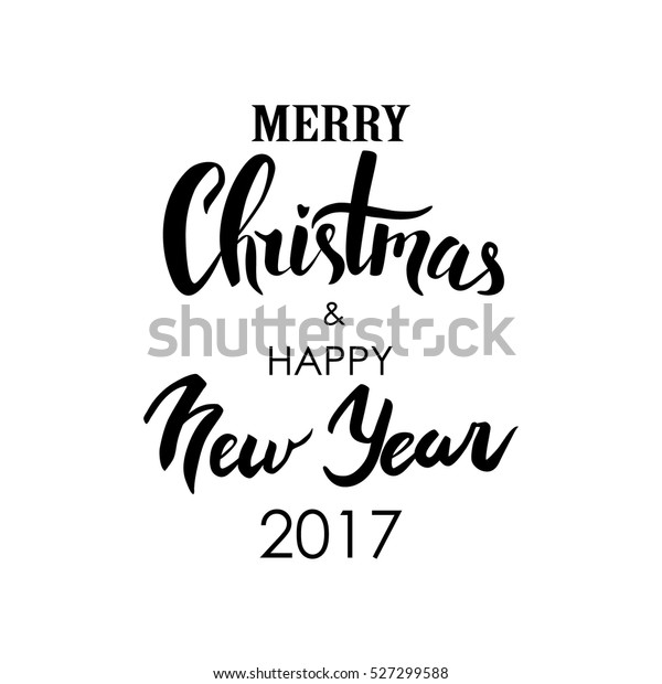 Happy New Year Black Handwriting Lettering Isolated - Free Vector