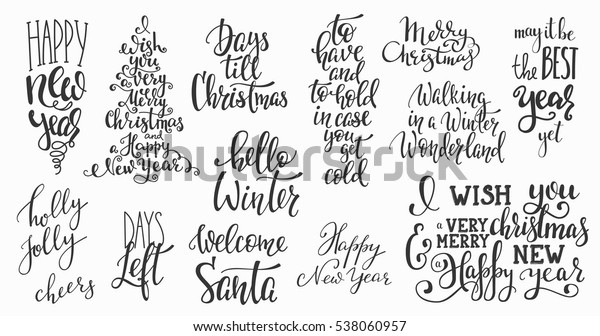 Joyeux Noel Bonne Annee Lettrage Simple Image Vectorielle De Stock Libre De Droits