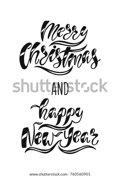 Merry Christmas Happy New Year Hand Stock Vector (Royalty Free) 760560901