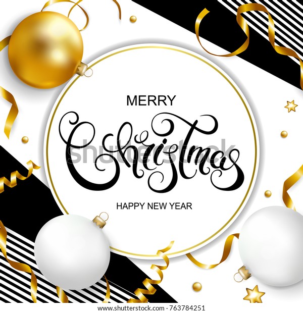 Merry Christmas Happy New Year Banner Stock Vector Royalty Free