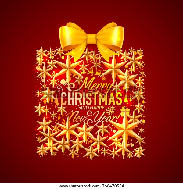 Merry Christmas Happy New Year Gift Stock Vector (Royalty Free) 768470554