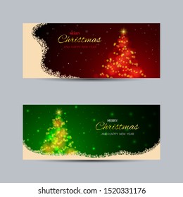 Merry Christmas and Happy new year,Christmas tree light and text for banner,flyer,template,poster,invitation or greeting card,vector illustration