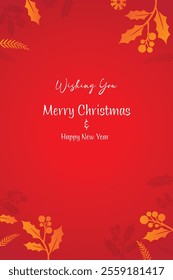 Merry Christmas and Happy New Year-Christmas greeting card. 2025  New Year Card. Christmas Holiday Card with Evergreen Silhouettes. Happy New Year, and Happy Greeting card design templates