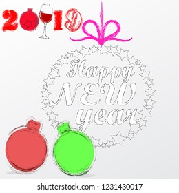 Merry Christmas and Happy New Year.Holiday scene with Christmas balls and decoration.Toasting.Happy Holidays.