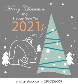 Merry Christmas and Happy New Years 2021 Celebration Vector Template Design Illustration