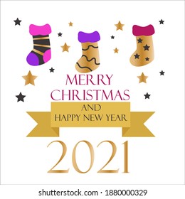 Merry Christmas and Happy New Years 2021 Celebration Vector Template Design Illustration