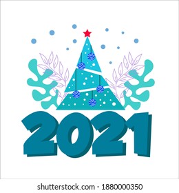 Fröhliche Weihnachten und glückliche neue Jahre 2021 Feierlichkeiten Vektordesign-Illustration